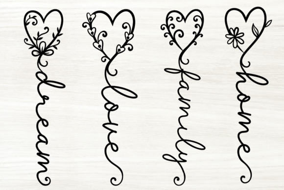 Boho Heart Floral Inspirational Quote SV for Graphics and Crafts