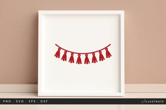Red Tassle Bunting SVG Clipart for Graphics and Crafts